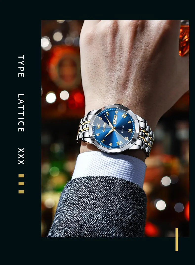 Montre Homme Élégante Quartz – Bracelet Acier Inoxydable Bicolore