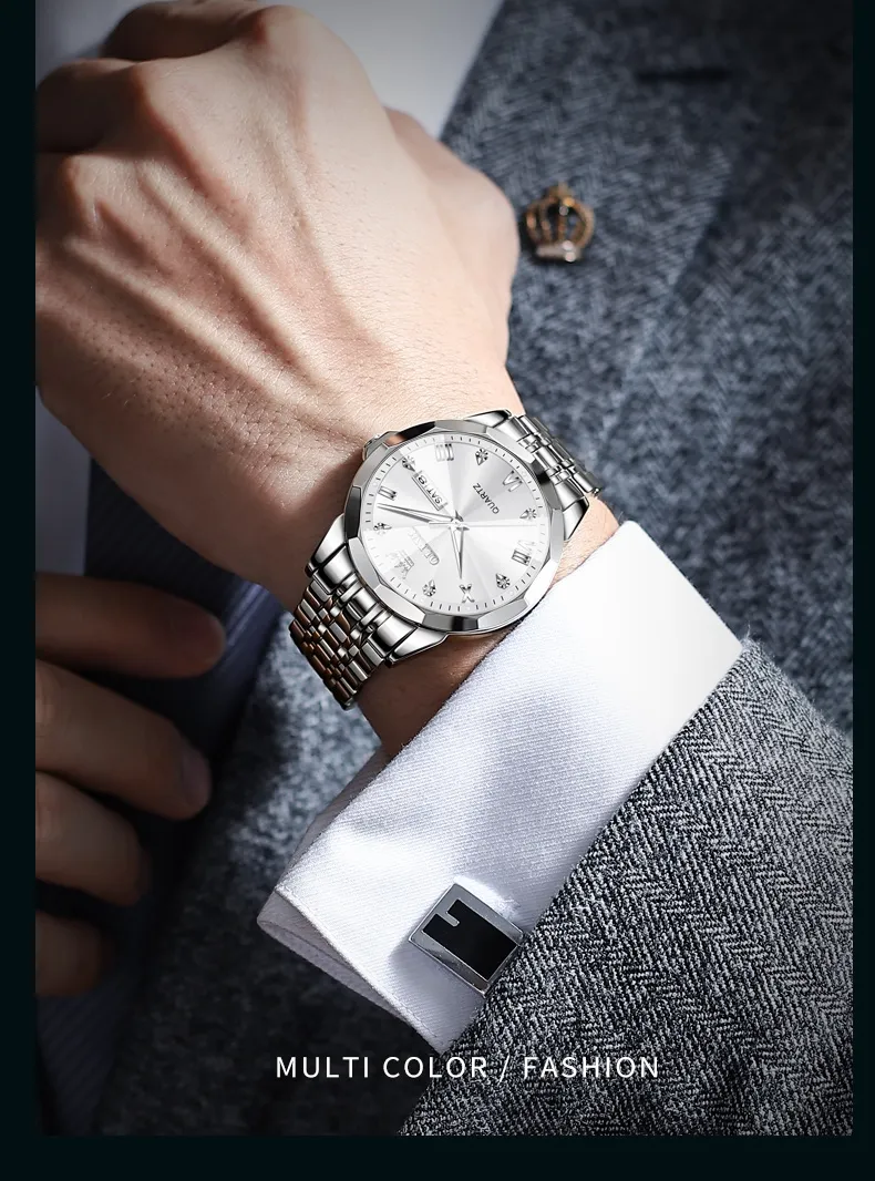 Montre Homme Élégante Quartz – Bracelet Acier Inoxydable Bicolore
