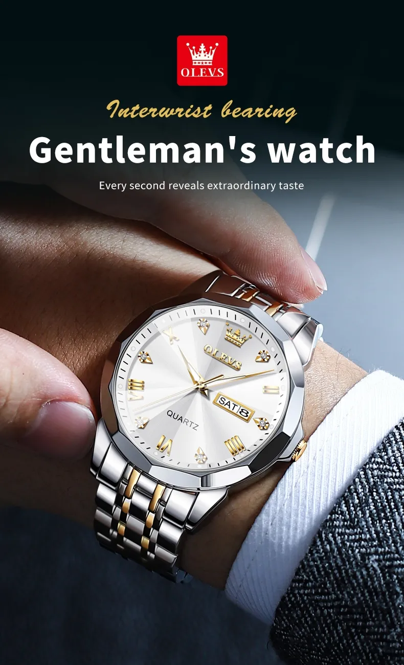 Montre Homme Élégante Quartz – Bracelet Acier Inoxydable Bicolore
