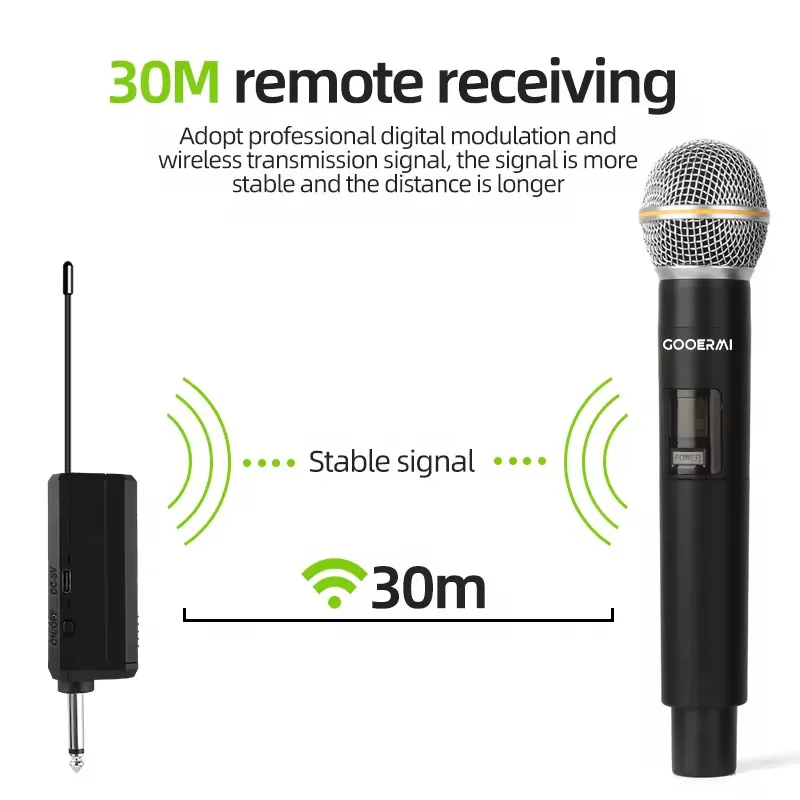 🎤 Microphone Sans Fil Professionnel GOOERMI - Pack Duo Rechargeable  ✅ Titre optimisé :  Microphones sans fil GOOERMI MIM-MRA58 - Duo professionnel rechargeable avec récepteur Jack 6.35mm