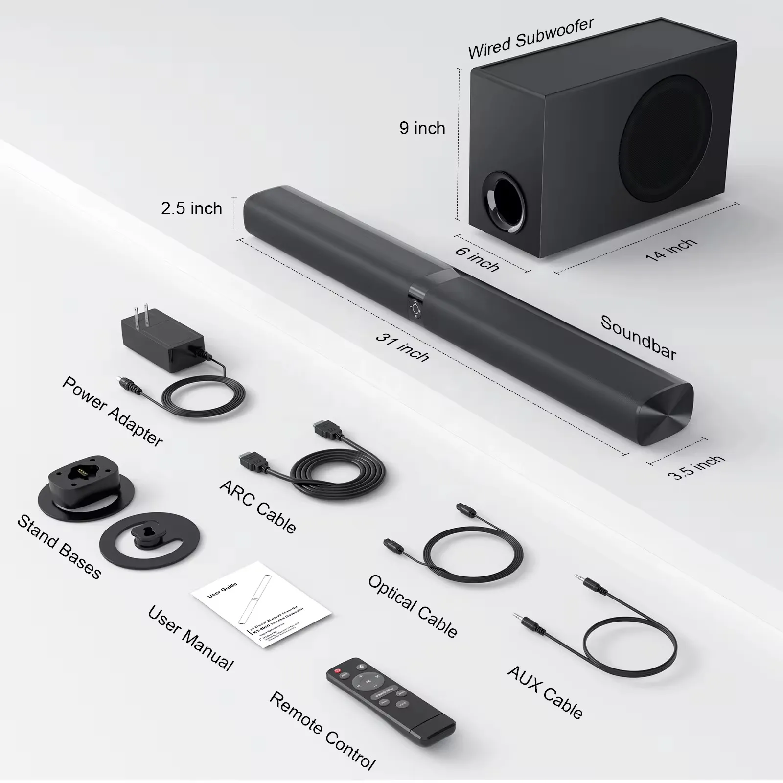 🎶 Barre de Son KY8000E – Système de Cinéma Maison 2.1 Sans Fil avec Caisson de Basses 🎶