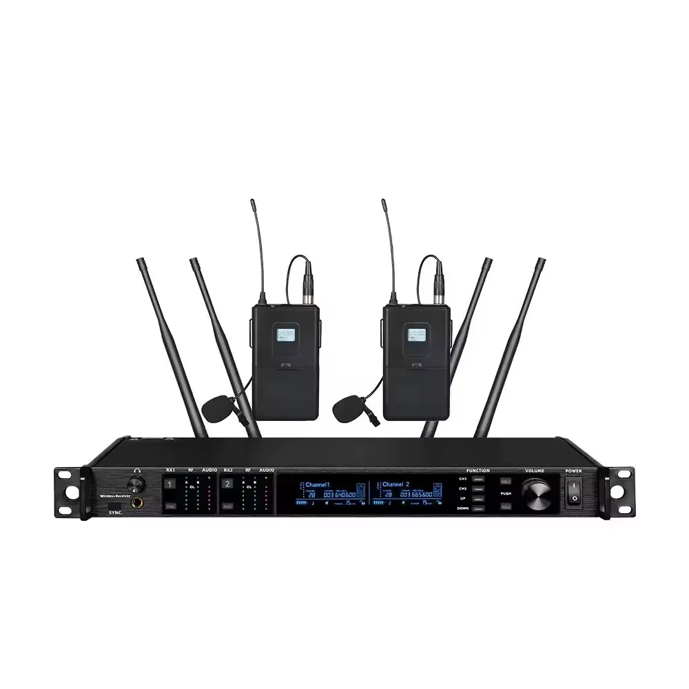 Micro Sans Fil UHF Professionnel – Double Micro avec Récepteur Rack, Son Clair, Idéal pour Événements, Églises, Mariage