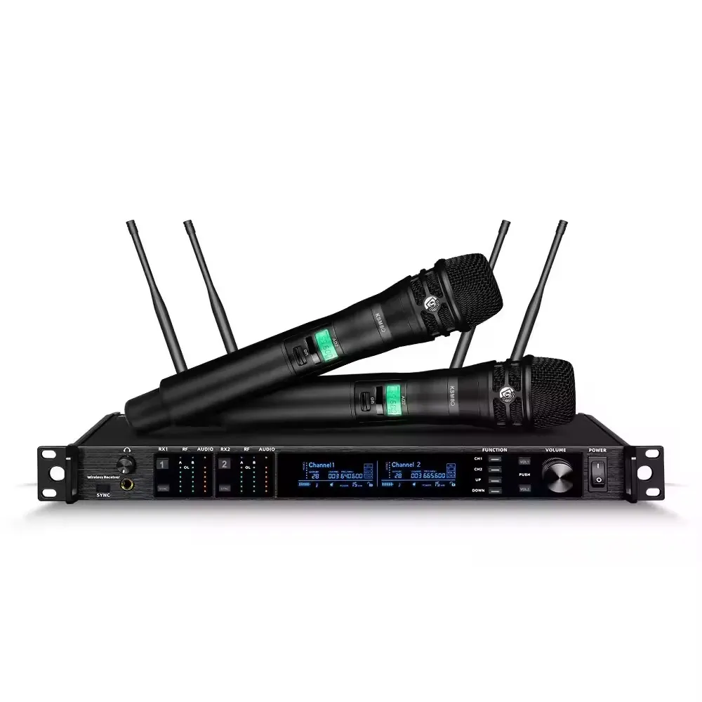 Micro Sans Fil UHF Professionnel – Double Micro avec Récepteur Rack, Son Clair, Idéal pour Événements, Églises, Mariage