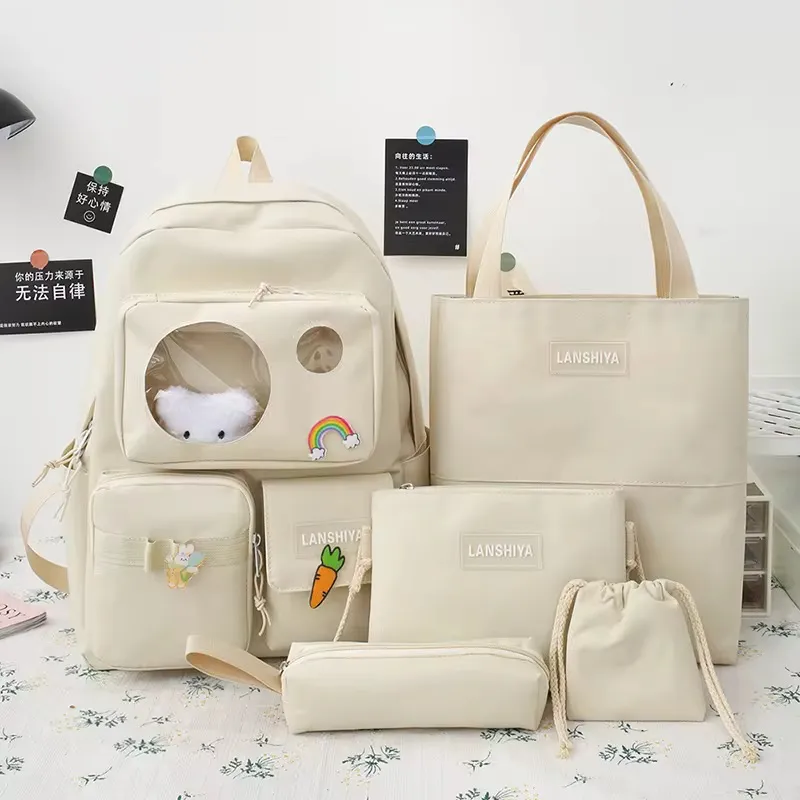 🎒 Set de Sacs “Lanshiya” 6-en-1 – Style Kawaii et Pratique