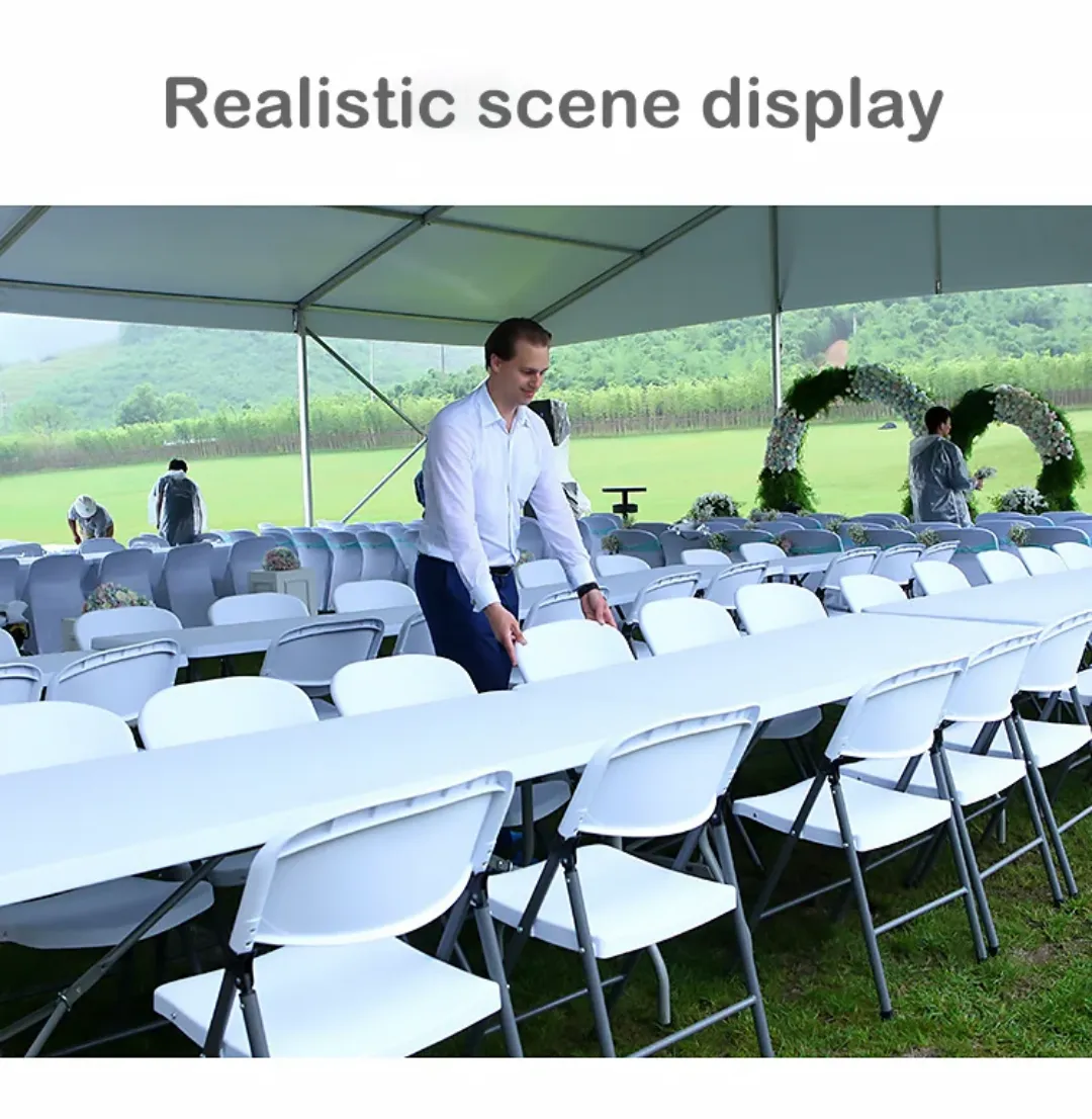 Table Pliante Rectangulaire en Plastique – Réglable & Pliable avec Poignée – Idéale pour l’Extérieur et les Événements (Copie)