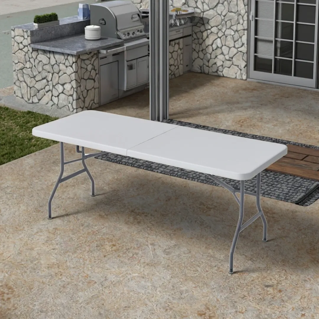 Table Pliante Rectangulaire en Plastique – Réglable & Pliable avec Poignée – Idéale pour l’Extérieur et les Événements (Copie)
