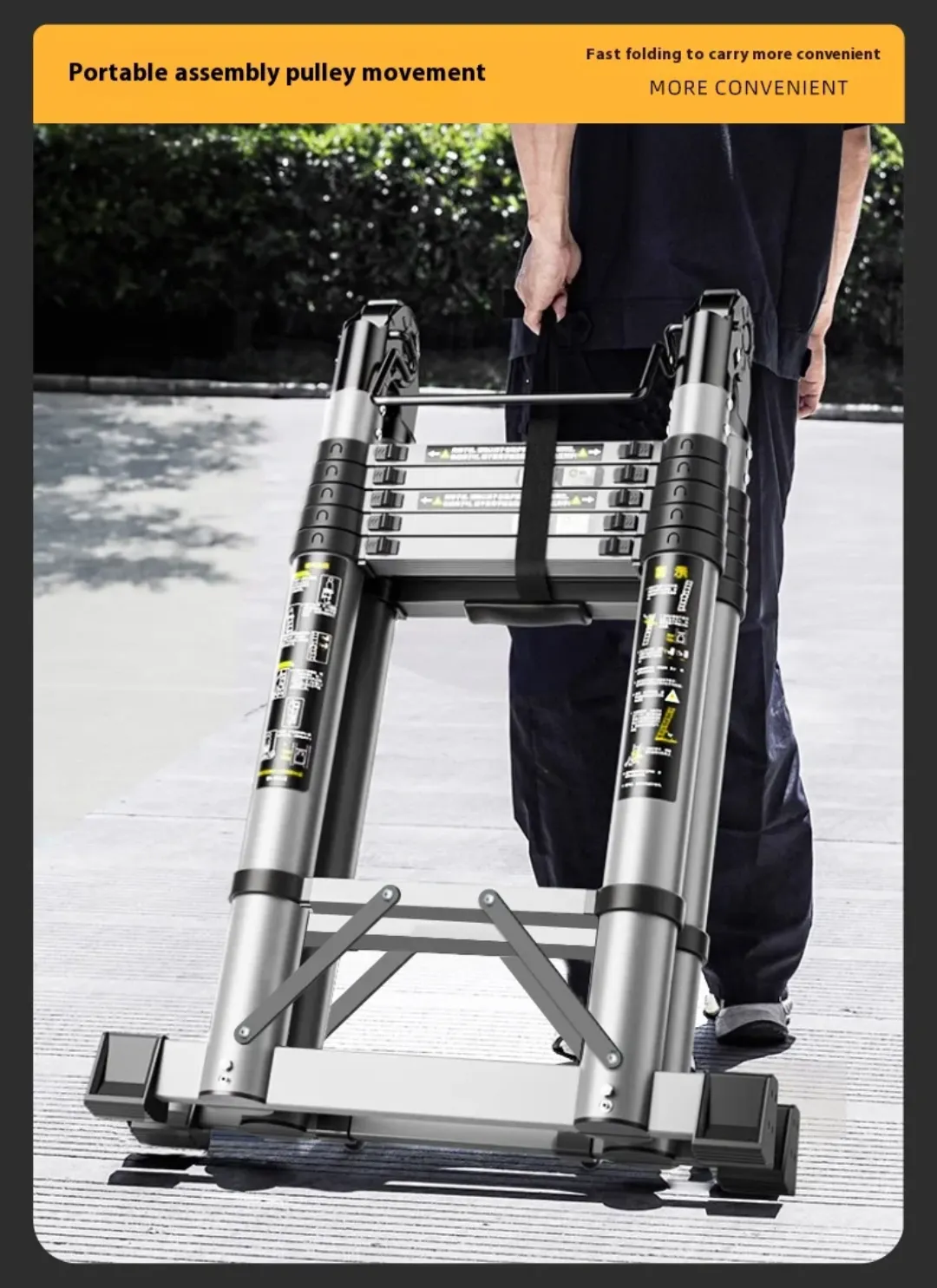 Échelle Télescopique en Aluminium 5M – Pliable, Sécurisée et Facile à Transporter
