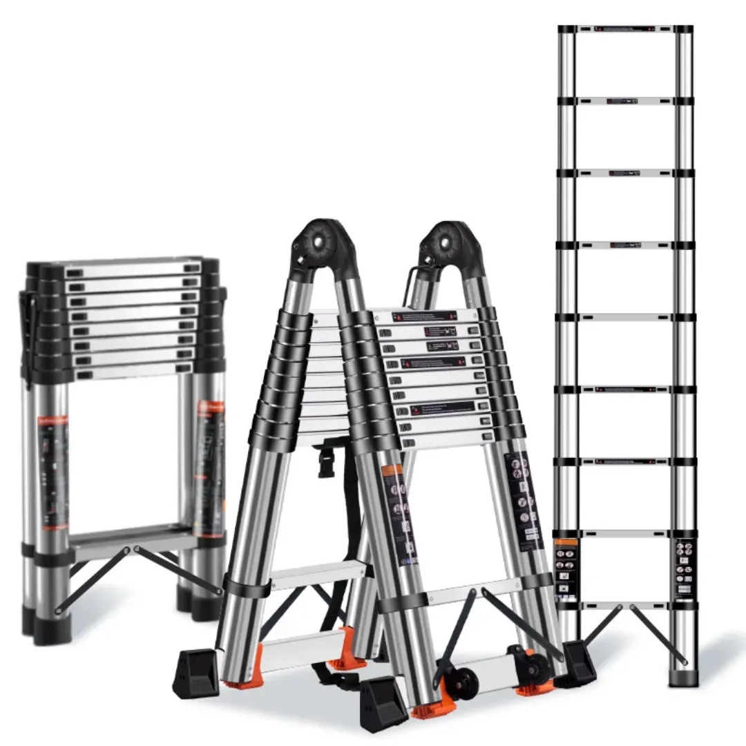 Échelle Télescopique en Aluminium 5M – Pliable, Sécurisée et Facile à Transporter