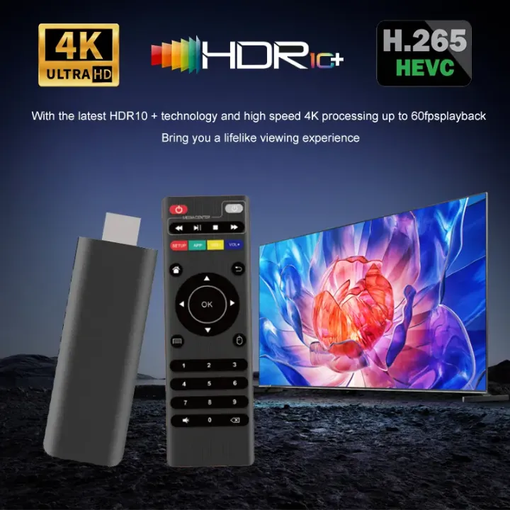 Clé TV Android 15.0 OM – TV Stick 4K avec Amlogic S905L, WiFi 2.4G, Google TV et Télécommande