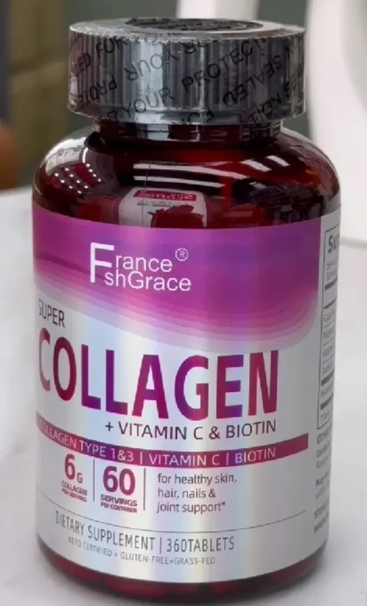 Complément Alimentaire Collagène Type 1 & 3 + Vitamine C – Peau, Cheveux, Ongles et Articulations – 250 Comprimés