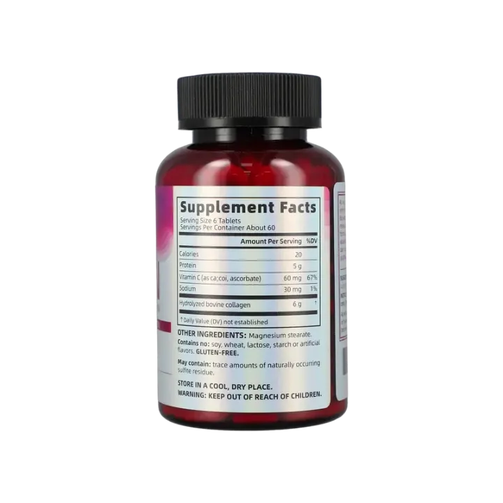 Complément Alimentaire Collagène Type 1 & 3 + Vitamine C – Peau, Cheveux, Ongles et Articulations – 250 Comprimés