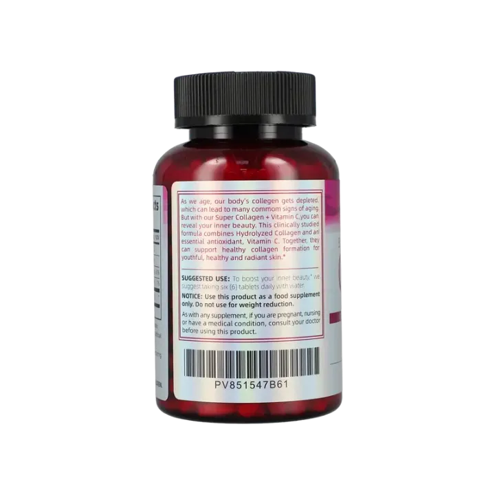 Complément Alimentaire Collagène Type 1 & 3 + Vitamine C – Peau, Cheveux, Ongles et Articulations – 250 Comprimés