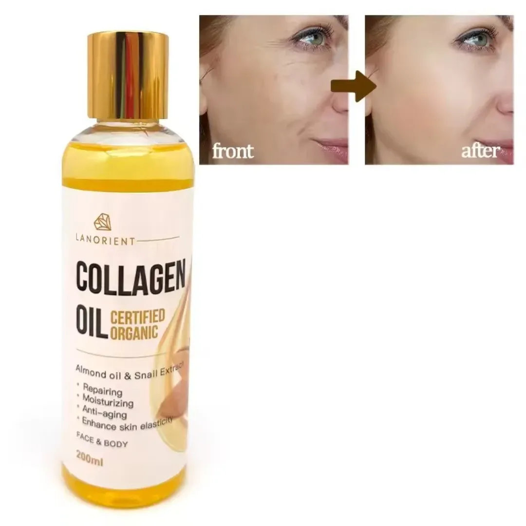 Huile de Collagène Bio 200ml – Réparatrice, Hydratante & Anti-Âge pour Visage, Corps et Cheveux