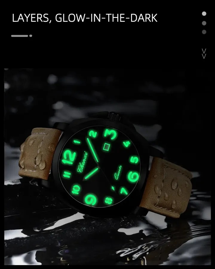 Montre Homme Chenxi Quartz – Boîtier Doré, Bracelet en Cuir et Chiffres Luminescents