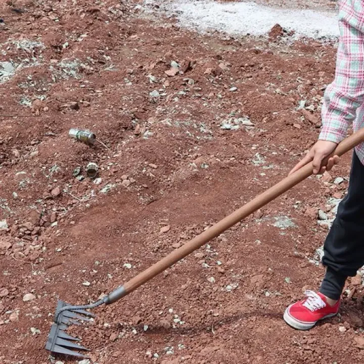 Râteau à pointes en acier renforcé – Outil de jardinage pour labour et désherbage
