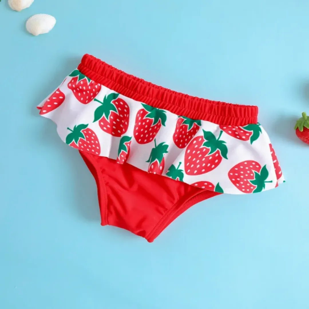 Bikini fille à volants – Motif fraises