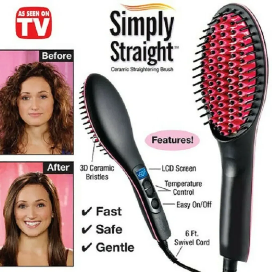 Brosse à Lisser Chauffante avec Ions Négatifs – Peigne Lissant Anti-Frisottis