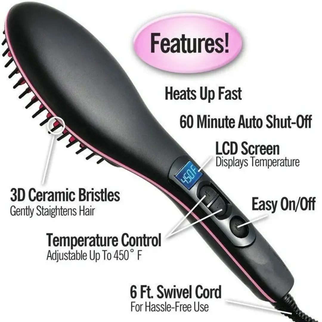 Brosse à Lisser Chauffante avec Ions Négatifs – Peigne Lissant Anti-Frisottis
