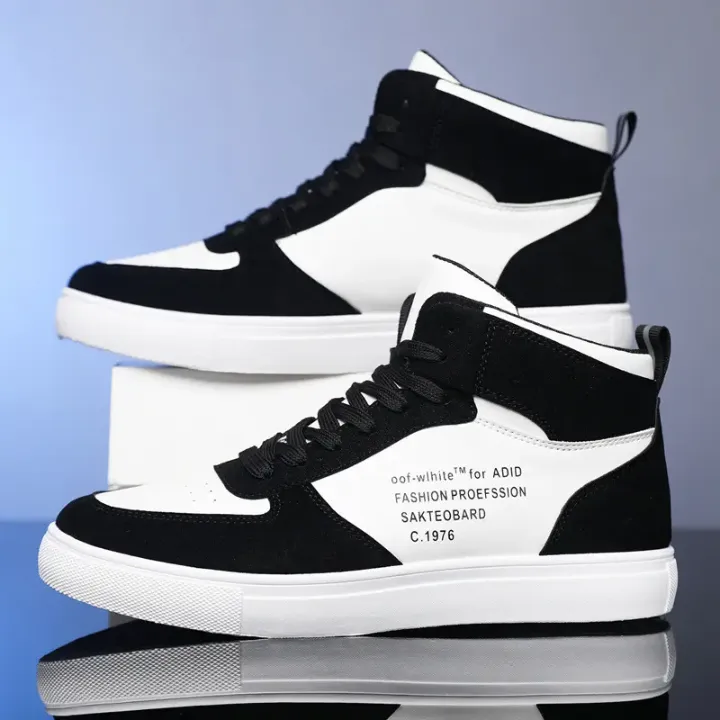 Baskets Hautes Unisexe Noir & Blanc – Style Urbain Skateboard, Confort et Adhérence