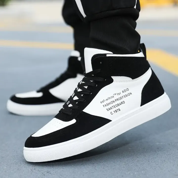 Baskets Hautes Unisexe Noir & Blanc – Style Urbain Skateboard, Confort et Adhérence