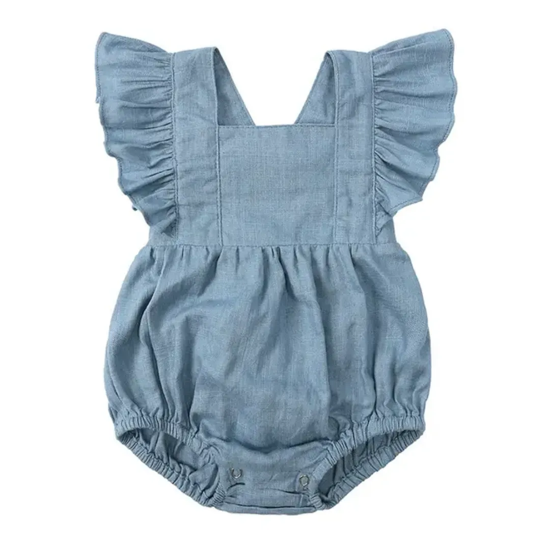 Barboteuse Bébé à Volants – Plusieurs Couleurs, Style Vintage Été