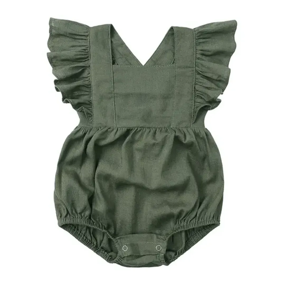 Barboteuse Bébé à Volants – Plusieurs Couleurs, Style Vintage Été