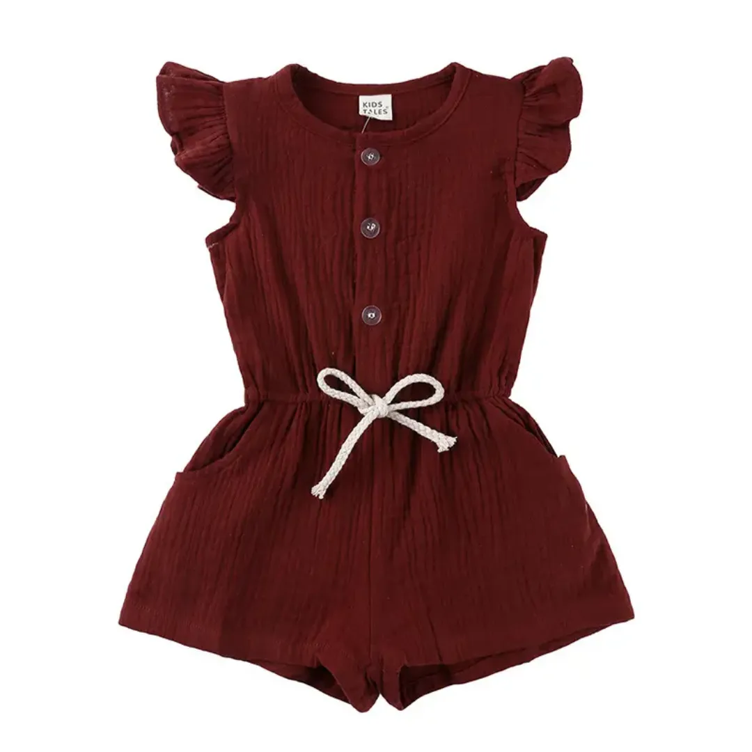 Barboteuse bébé fille en coton gaufré – Bleu marine