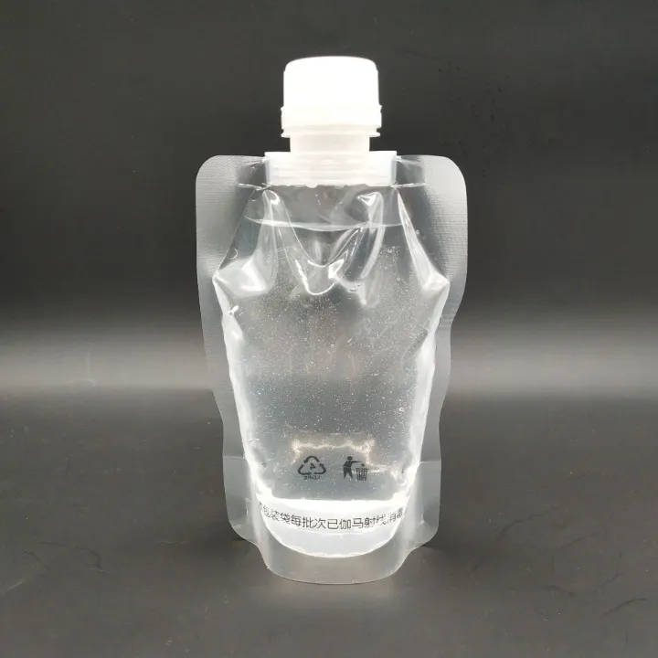 Lot de 100 Pochettes Transparentes 100 ml avec Bec Verseur et Poignée – Idéales pour Boissons et Eau Potable
