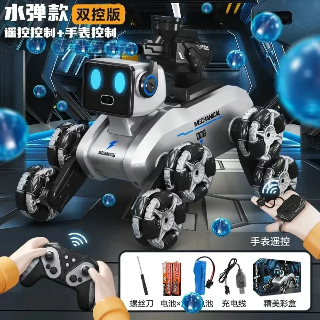 Robot chien AI 8 roues télécommandé avec caméra et bombe à eau