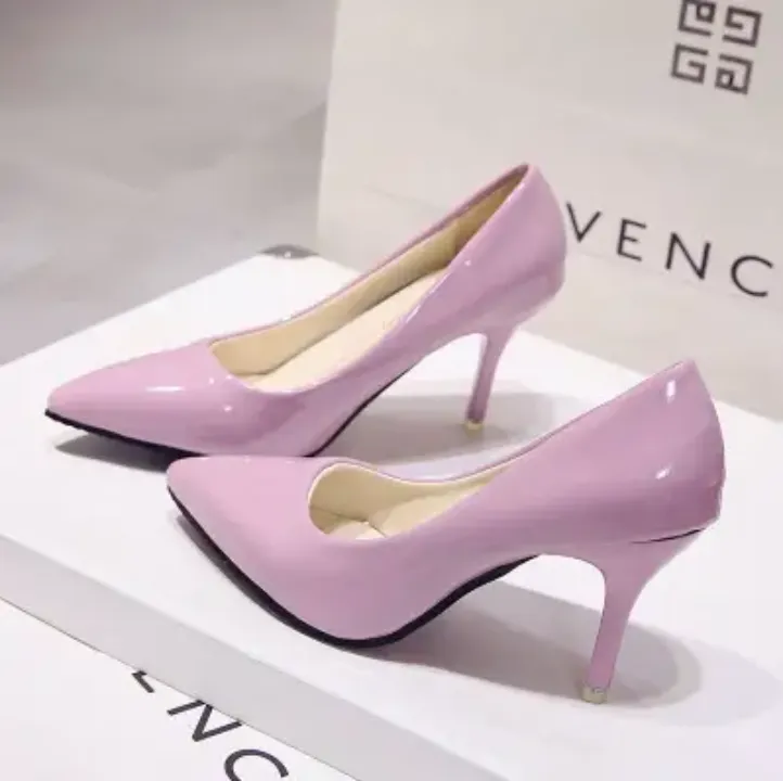 Escarpins à Talons Aiguilles 8 cm – Vernis Élégant, Bout Pointu, Plusieurs Couleurs