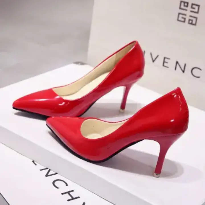 Escarpins à Talons Aiguilles 8 cm – Vernis Élégant, Bout Pointu, Plusieurs Couleurs