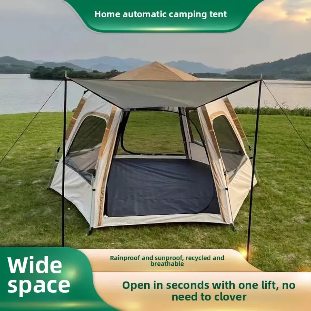 Tente pliante hexagonale 4 saisons – 3 à 6 personnes | Automatique, imperméable, Oxford épais