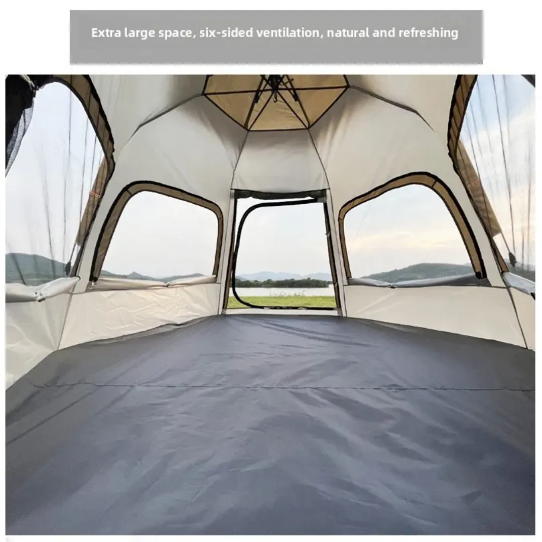 Tente pliante hexagonale 4 saisons – 3 à 6 personnes | Automatique, imperméable, Oxford épais
