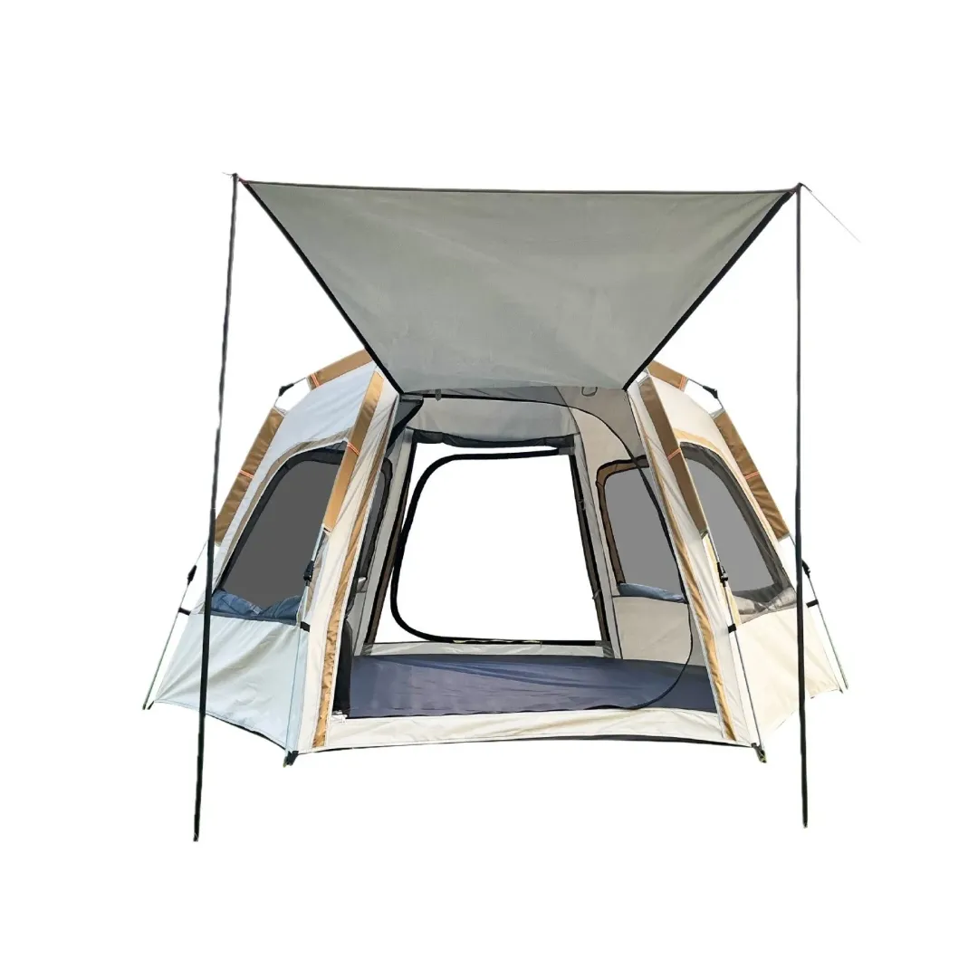 Tente pliante hexagonale 4 saisons – 3 à 6 personnes | Automatique, imperméable, Oxford épais
