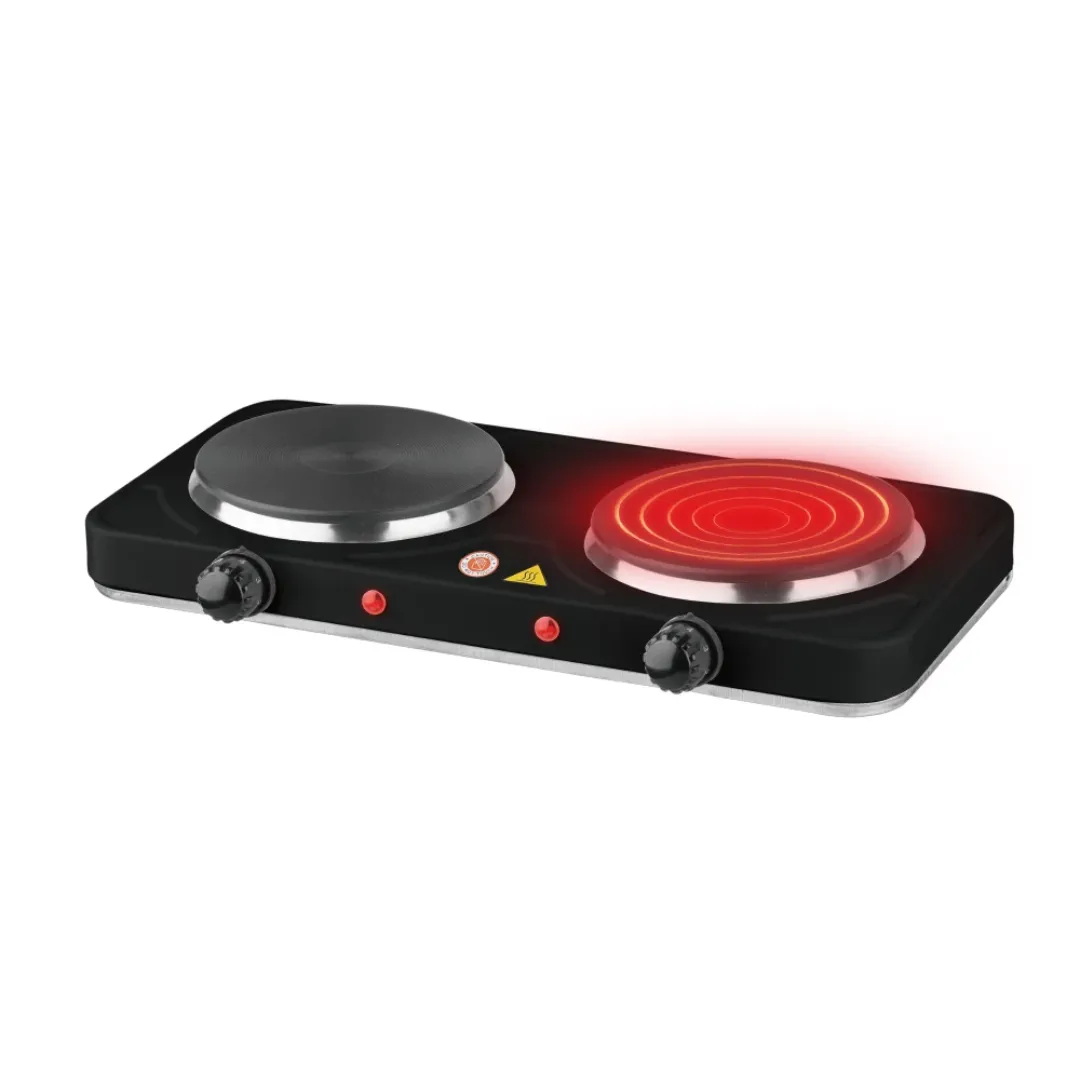 Plaque Chauffante Électrique Double RAF – 2000W, 2 Feux Indépendants, Chauffage Rapide