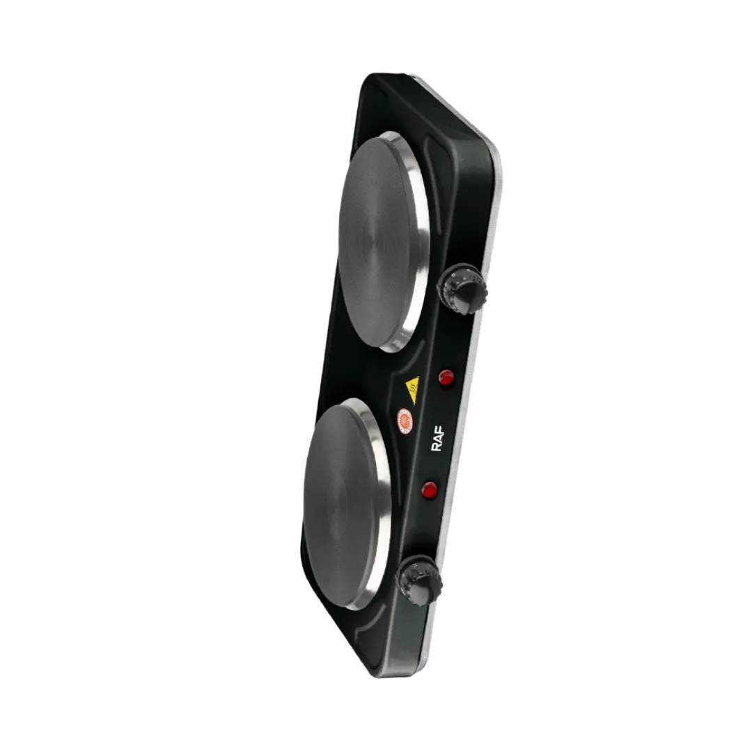 Plaque Chauffante Électrique Double RAF – 2000W, 2 Feux Indépendants, Chauffage Rapide