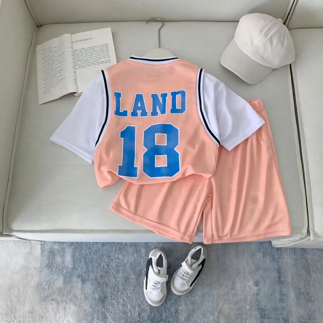 Ensemble Maillot & Short Basketball – LAND 18 – Blanc Unisexe