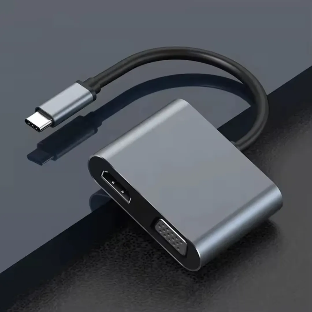 Hub Customusb C vers Usb C Compatible HDMI et VGA Usb3.0 Adaptateur multi-ports Hub Usb