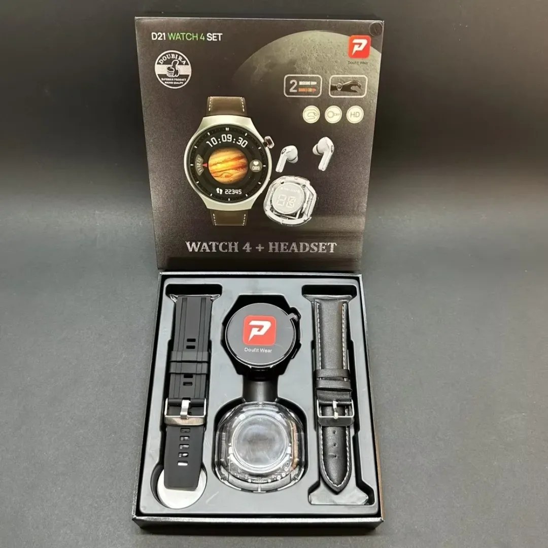 D21 WATCH 4 SET Montres Intelligentes Avec Écouteurs Double Bracelets