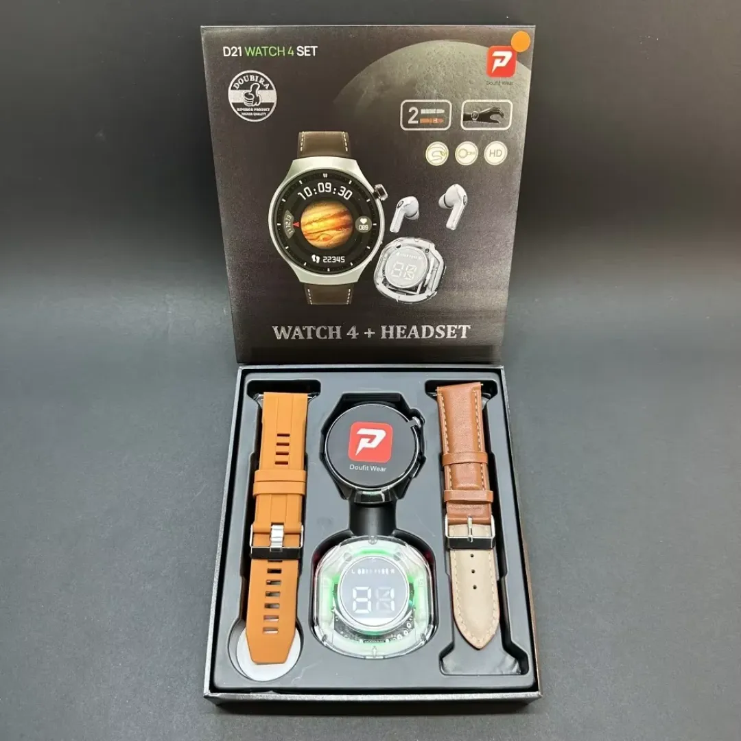 D21 WATCH 4 SET Montres Intelligentes Avec Écouteurs Double Bracelets