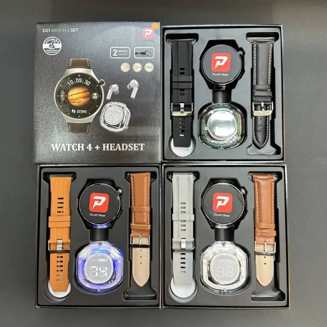 D21 WATCH 4 SET Montres Intelligentes Avec Écouteurs Double Bracelets