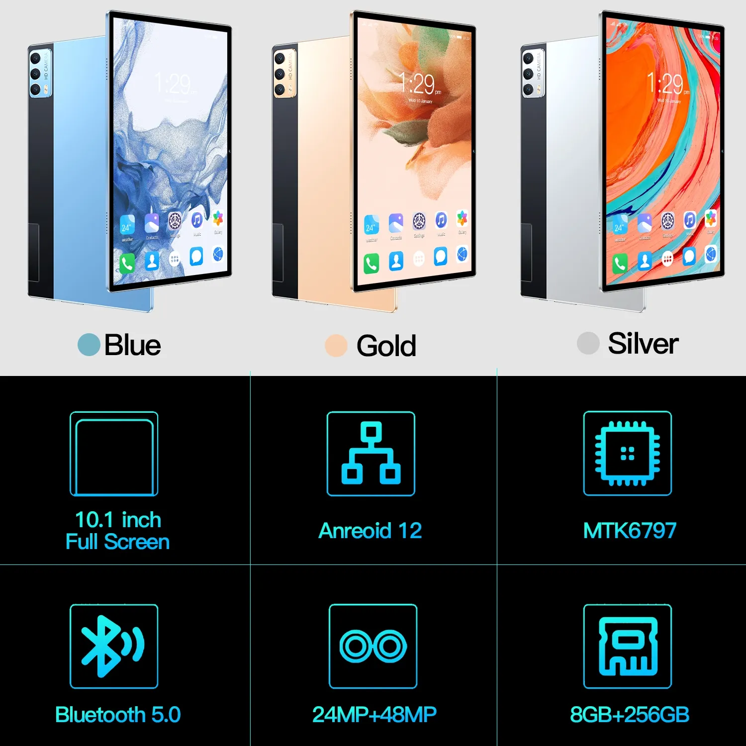 Tablette Android X11 Pro 10.1" 10 Cœurs 8 Go RAM 256 Go Stockage 4G WiFi