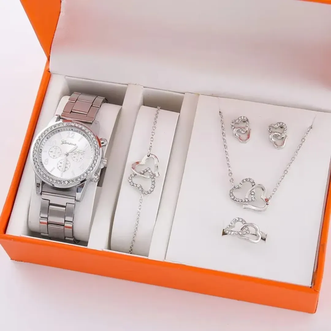 Ensemble de montre à quartz pour femmes avec bijoux - 6 pièces