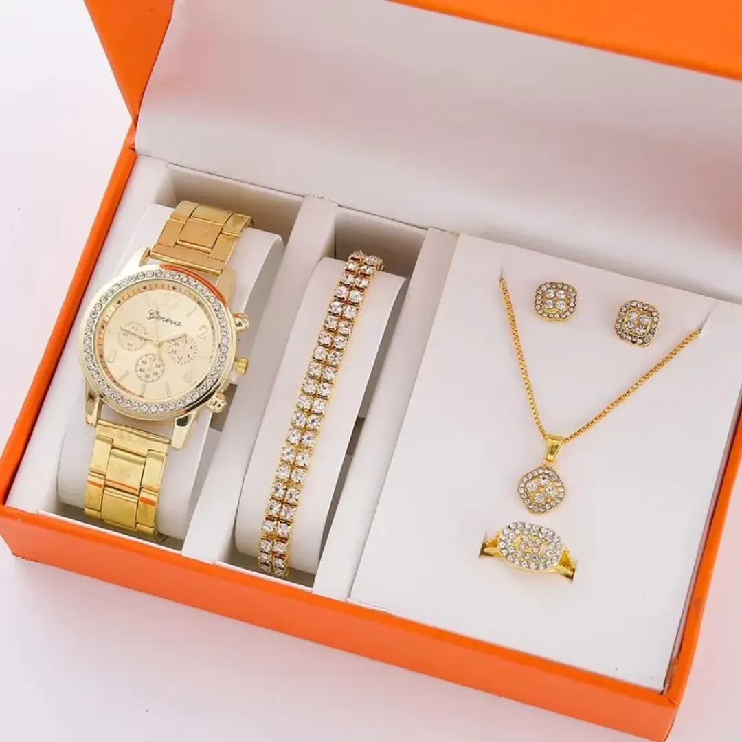 Ensemble de montre à quartz pour femmes avec bijoux - 6 pièces