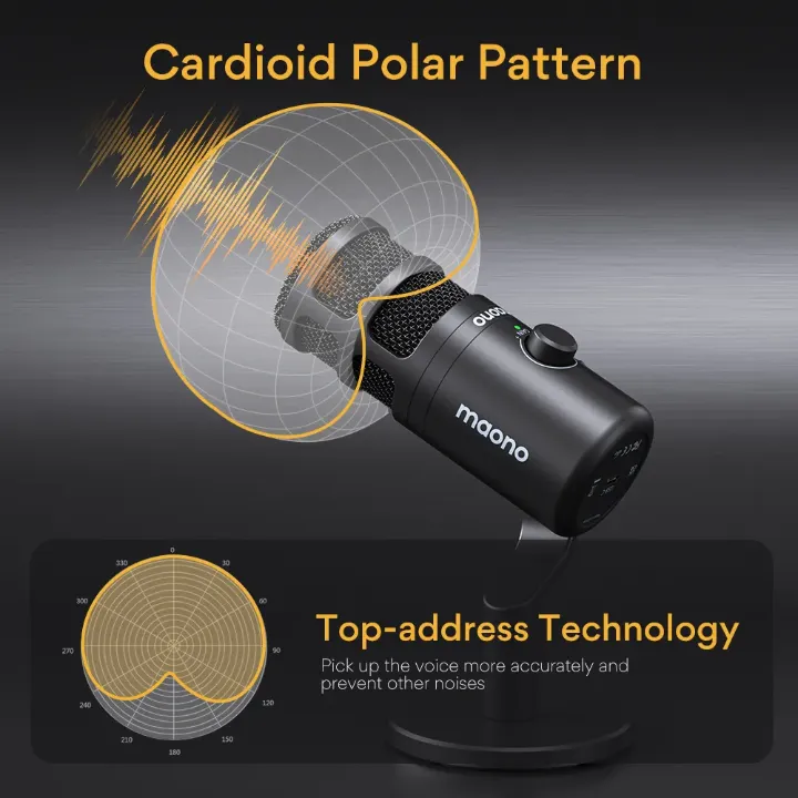 Maono PD100U Microphone USB Dynamique pour Podcasting et Streaming
