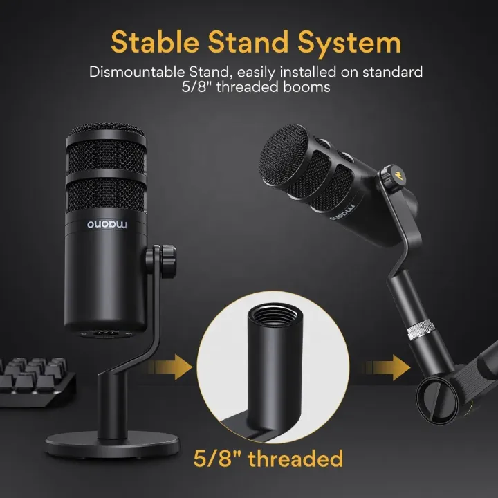 Maono PD100U Microphone USB Dynamique pour Podcasting et Streaming