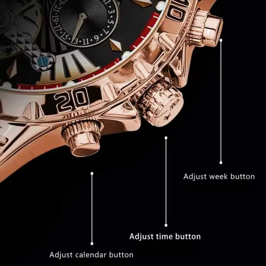 POEDAGAR 1410 Tourbillon de Luxe Mécanique Phase de Lune 30M Étanche Montre Automatique pour Hommes