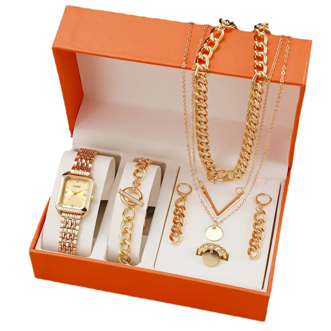 Montre-bracelet à la mode avec collier multicouche et chaîne