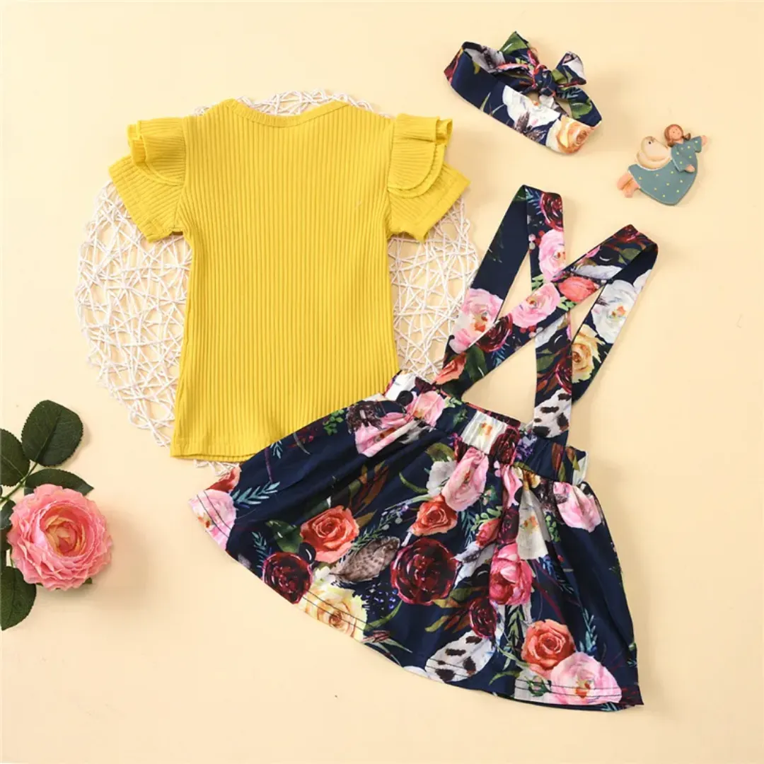 Ensemble de vêtements d'été décontractés pour bébé fille, 2 pièces, motif floral
