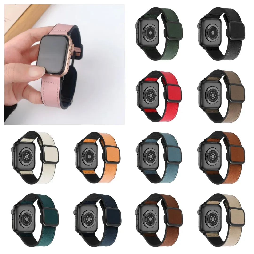 Bracelet en cuir et silicone pour Apple Watch 9 Ultra
